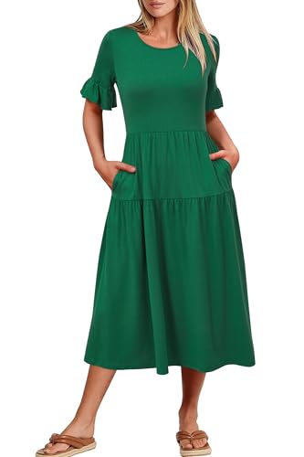 Image of STYLEWORD Womens Summer Casual Short Sleeve Flowy Midi Beach Dress