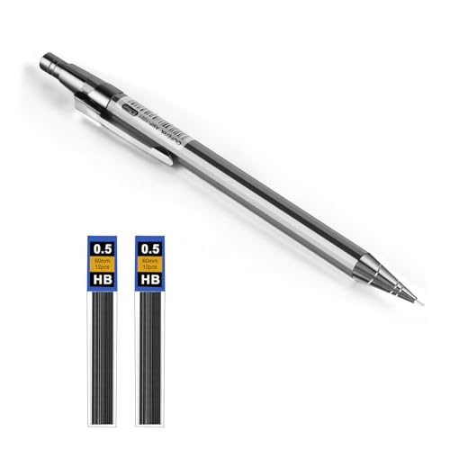 Set di 4 matite meccaniche – 0,3, 0,5, 0,7, 0,9 mm, HB con gomma, ricarica, custodia per disegno artistico e scolastico, schizzi