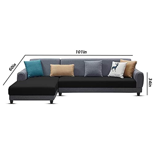 Image of Kraven LHS 6 Seater L Shape Sofa Set for Living Room (Black Grey Fabric)