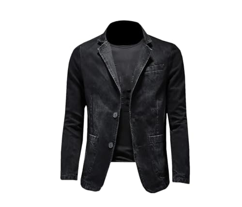 REHJJDFD Men Blazer Jeans Slim Fit Cowboy Coats Casual Mens Suit Jean Jacket Men Casual Coat Single Button Denim Blazer