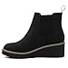Athlefit Girls Black Chelsea Ankle Boots Kids Fashion Platform Slip On Wedge Booties Size 10 Toddler