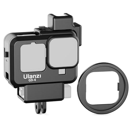 ULANZI G9 4 Vlog Plástico para GoPro 9 Black & GoPro Hero 10 Negro   Caja de Jaula de vídeo con Adaptador de Filtro y Soporte de Calzado frío