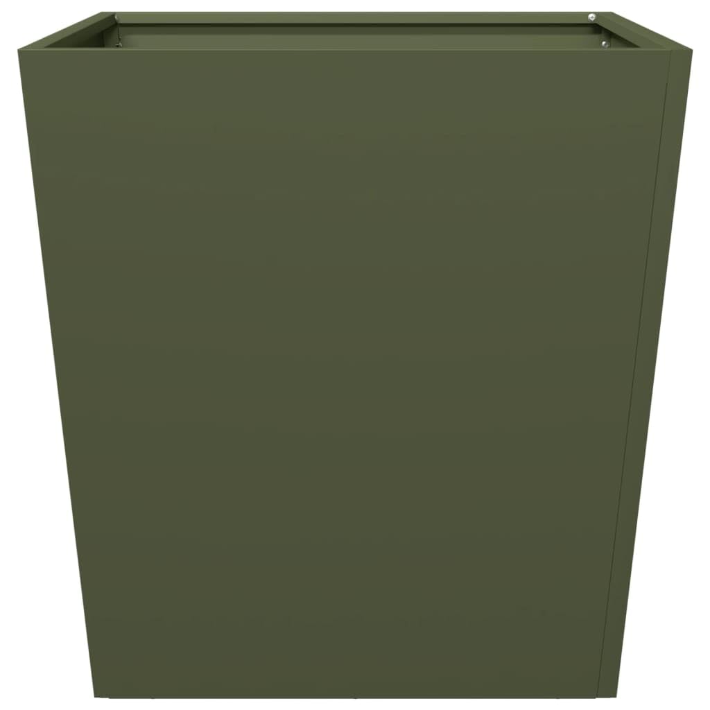 Générique Sadzarka na kwiaty stal oliwkowa 50x50x50 cm | Wytrzymała i odporna na rdzę, bez otworów drenażowych, idealna na balkon i patio, chroni przed chwastami