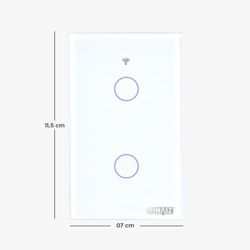 Interruptor Inteligente Haiz Touch Screen 2 Botões Compatível com Alexa e Google Home Resistente à Á