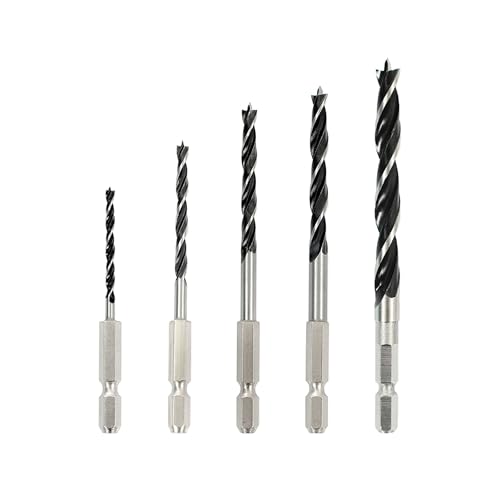 Brad Point Drill Bit Set, 5PCS, 1/8