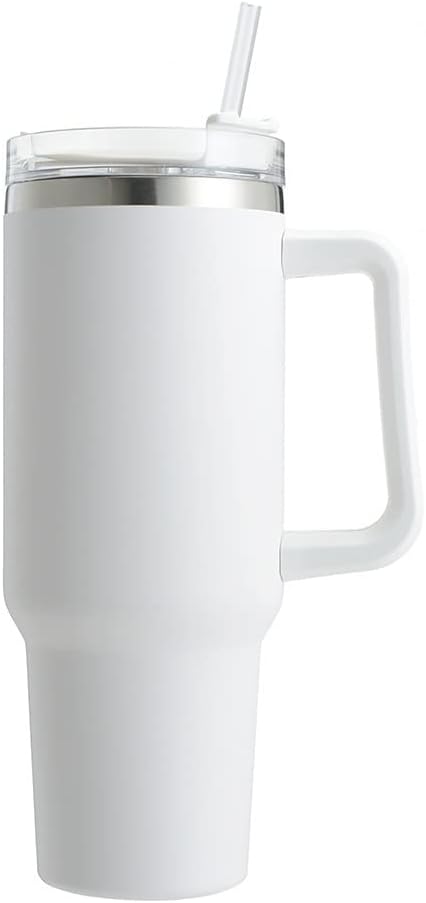 40 oz Tumbler with Handle，Stanley Cup Accessories Include，Insulated Cup Reusable Stainless Steel 304 Water Bottle Mug Cups as a Birthday Gifts For Women Men Friend Coworker (#1白色)
