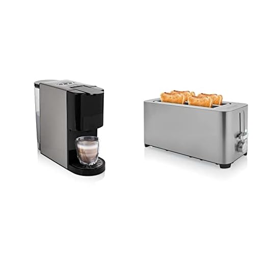 PRINCESS 249450 Máquina de café multicápsulas con adaptadores para cápsulas Nespresso,1450 W 142402 Tostadora de acero con 2 ranuras largas - 7 niveles - 1400 W