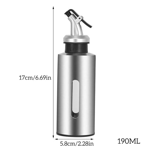Botella aceite vinagre dispensador EnxJire con acero inoxidable y visor de 190ml 7
