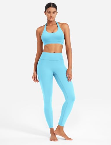 Image of YEOREO CoreFlex Women Halter Sports Bra Workout Seamless Padded Basic Bra Open Back Yoga Gym Crop Top