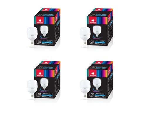 Image of Havells 40W High Wattage Led Bulb | High CRI & High Efficiency | Energy Efficient | Mercury-Free | 4KV Surge Protection | 100 Lumens Per Watt |Cool Day Light (6500K) B22D (Pack Of 4)