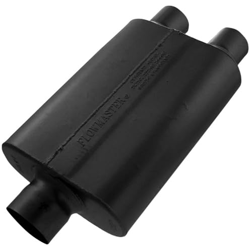 Image of Flowmaster 40 Series Original Chambered Muffler - 3.00 inch Center In / 2.50 inch Dual Out - Aggressive Sound - 16-Gauge Aluminized Steel - For Muscle Cars, Street Rods, Trucks, SUVs & Strip Builds (430402)