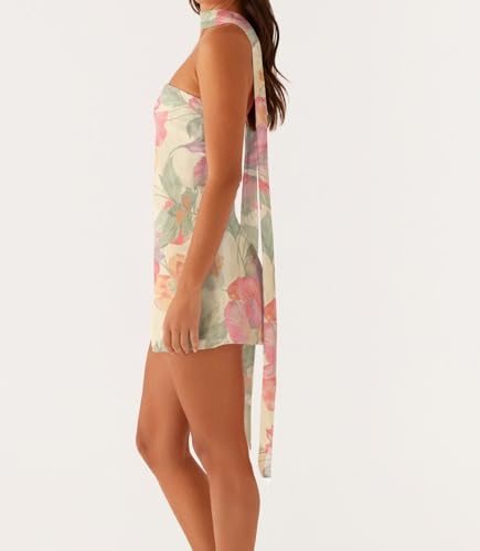 Image of NUFIWI Sexy Floral Strapless Tube Mini Dress Y2K Slim Fit Backless Short Bandeau Dress Going Out Night Party Vocation Dresses