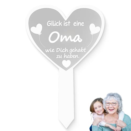 Grabstecker Herz mit Trauerspruch, Grabschmuck für Friedhof, wetterfeste Grabdeko mit Spruch, 16 x 26 cm, Weiß (oma)