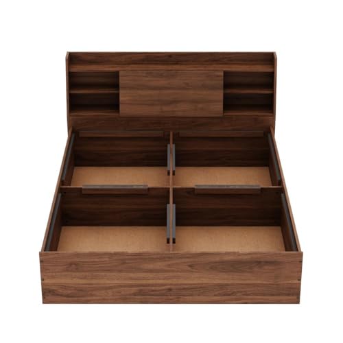 Image of Wakefit Bed | 1 Yr Warranty | Bed Queen Size, Comes with Storage Box, Noise Free, Density: 680-750 kg /m, Termite & Borer Resistant, Fits Mattresses Up to 8 Inches(Leo 75 x 60 - Columbian Walnut)