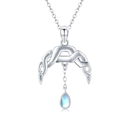 Collier pierre de lune argent 925 avec pendentif nœud celtique délicat