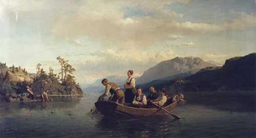 Impression Tableaux Soirée à Krøderen Adolph Tidemand Affiche Toile 60x90