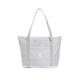 Faltbare Reisetasche mit erweiterbarem Stauraum und abnehmbarem Schultergurt für Handgepäck im Fitnessstudio im Freien und fürs Wochenende (Grey, One Size)