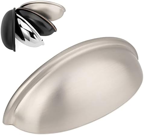 KOOFIZO Bin Cup Drawer Pull - Matte Brushed Nickel Cabinet Handle, 76mm / 3 Inch Screw Spacing (10 Pack) for Kitchen Cupboard Bedroom Dresser Bathroom Furniture Door