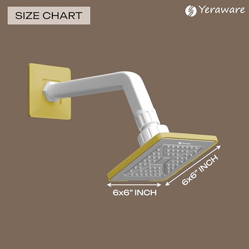 Image of YERAWAR Wall Mounted Overhead Shower Head | High Pressure Rain Shower | ABS Material Body | Anti-Clog Nozzles | Easy Install Bathroom Shower for Home & Hotel (Yellow, 6 X 6 Inch)
