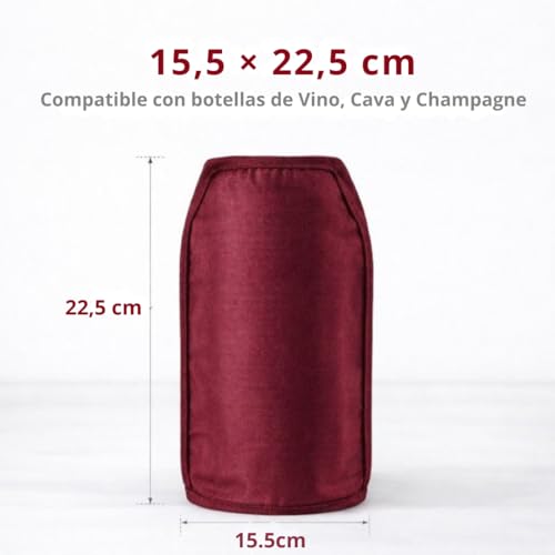 Miniatura 4 de Pack 2 Enfriadores De Botellas De Vino Sacacorchos Camarero Funda Enfriadora Con Gel Refrigerante Interior Manga Enfriadora Para Vino, Cava Y Champagne 15,5x22,5 Cm Burdeos