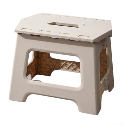 Robust hopfällbar pall, ergonomisk och bekväm för olika miljöer inklusive kök och kontor (krämvit)