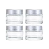 15g/0.5Oz Clear Glass Jars with Silver Lids Refillable Cosmetic Sample Containers Travel Skincare Jars for DIY Beauty Products Face Cream, Balm, Gel, Eye Cream