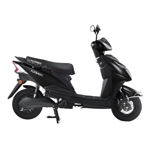 Image of FlyRides Electric Scooter (LS) - High-Performance Eco-Friendly Commuter Scooter - Equipped with LED Headlights & Tail Lights - Sleek Black Design - Ideal for City & Urban Travel (Black)