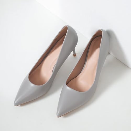 Image of Women's Low Kitten Heel Pumps Classic Fashion Dress Pumps Simple Heeled Shoes for Office Work