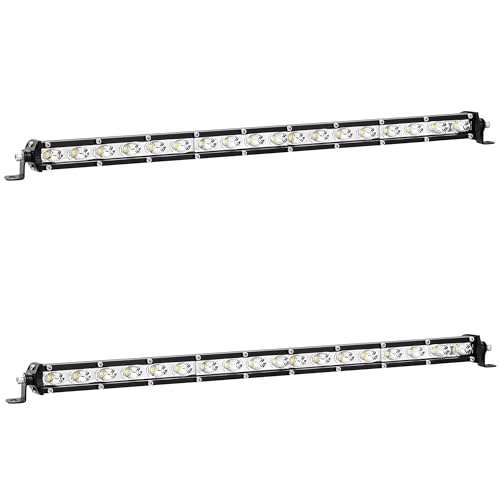 Image of Slim LED Light Bar for Truck, 12 Inch Single Row 12V 24V Off-Roading Driving Bar Lights Pickup ATV UTV Car Rack Bumper Marine Backup Auxiliary Fog Lights 2 Pack