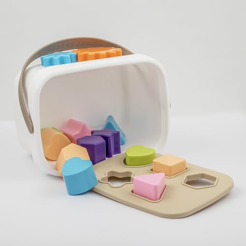 Image of Baby First Block Shape Sorting Stackable Blocks for Toddlers, 10 Piece Colorful Sorter Cube Box & Shapes, Promotes Fun Learning, Creativity & Skills Development 1 Year Old Baby Toys