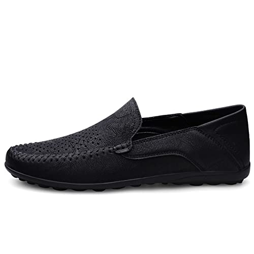 Mens Loafers Shoe Moccasins Shoes Lightweight Breathable PU Leather Comfortable Anti-Slip Flexible Casual Fashion Slip On(Black,10 M US)3