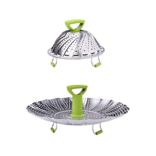 Apaeofl ステンレス製蒸し器 折りたたみ脚付き 調理器具 折りたたみ式収納 多機能水切り 家庭用 (L)