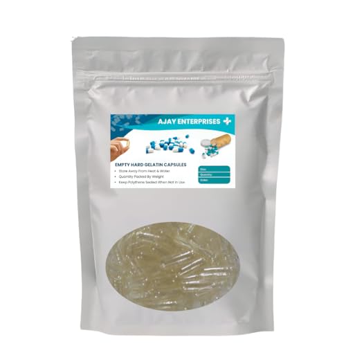 Image of AJAY ENTERPRISES Empty Gelatin Capsules, SIZE 0 (500 MG) (Pack of 500) (CTCT, SIZE 0 (500 MG))
