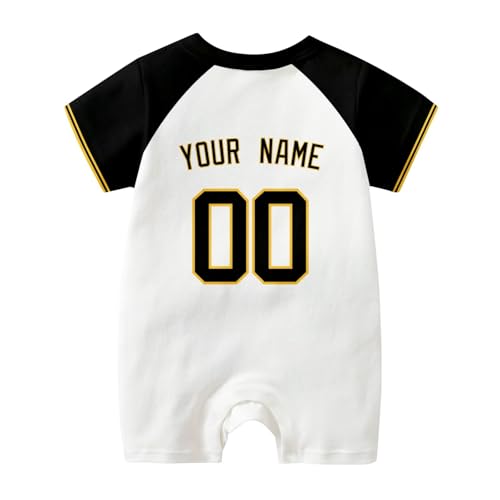 Image of KREDE Baby Clothes Unisex Bodysuit White Custom Name Number for Baby Boys