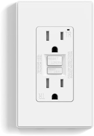 ELEGRP GFCI Outlet 15 Amp, Self-Test GFI Electrical Outlet with Thinner Design, TR Tamper Resistant GFCI Receptacle, Ground Fault Circuit Interrupters with Wall Plate, UL Listed, Matte White, 1 Pack