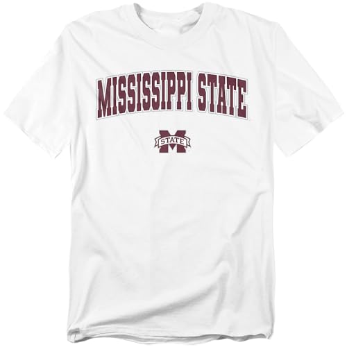 LOGOVISION Mississippi State University Arch Logo Secondary Unisex Adult T Shirt, White, Small