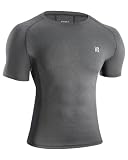 Runhit Men's Compression Shirts Short Sleeve Athletic Workout T-Shirt Quick Dry Cool Undershirt Base Layer Tops Grey S