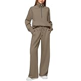 coffee brown matching set, lounge sets for women, Lounge Wear Sets For Women UK Tracksuit Full Set Wear 2 Piece Ladies Fall Tracksuits Activewear Tops Trousers Fashion Autumn Winter Clothing