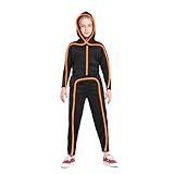 Light Up Stick Figure Costume Kids, Led Stick Man Costumes Child Boys Girls, Halloween Glow in Dark Stickman Cosplay Youth(Orange, 14)