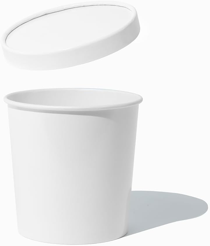 Frozen Dessert Supplies UNIQ 200-Count 32 oz Paper Freezer Containers With Non-vented Lids | Premium Glossy Heavy Duty Quart Ice Cream Containers
