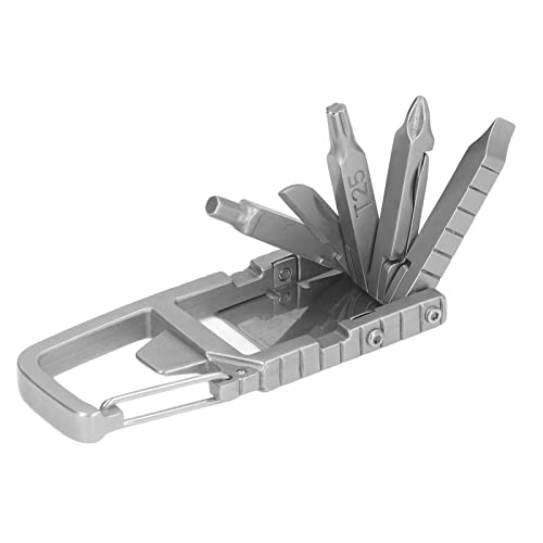 VOBOR Outdoor Multitool – Schlüsselanhänger Multitool 12 in 1 Faltbares Multifunktionswerkzeug Edelstahl Outdoor Schraubendreher Bit