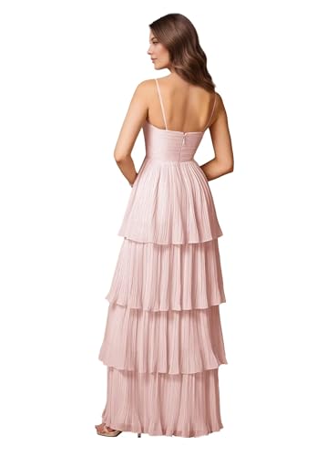 Spaghetti Strap Prom Dresses for Teens Long Chiffon Tiered A Line Ruffle Formal Evening Ball Gown for Women 20254