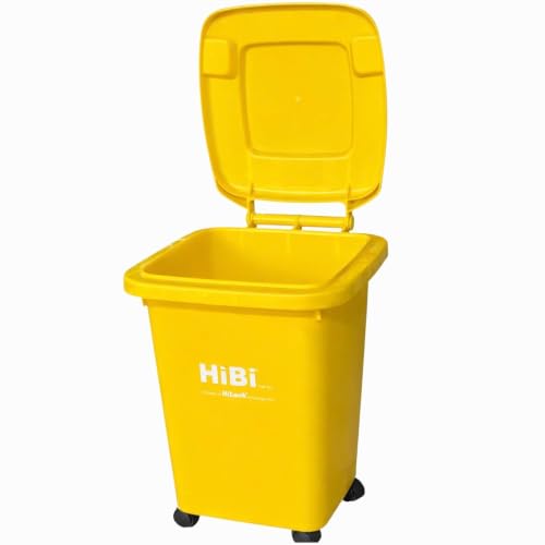 Image of HiBi AW 50 Litre Dustbin - Large Outdoor Waste Bin | Heavy Duty Garbage Container with Wheels | Durable Plastic Trash Can for Home, Office, Hospitals, Public Areas (Yellow)