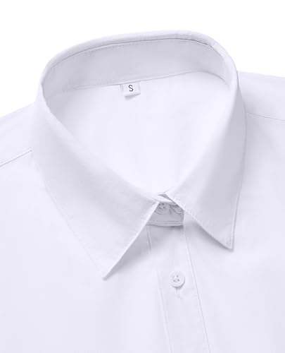 siliteelon Dress Shirts for Women Short Sleeve Cotton Button Down Shirt Basic Button Up Shirt Collared Shirts Work Shirt3