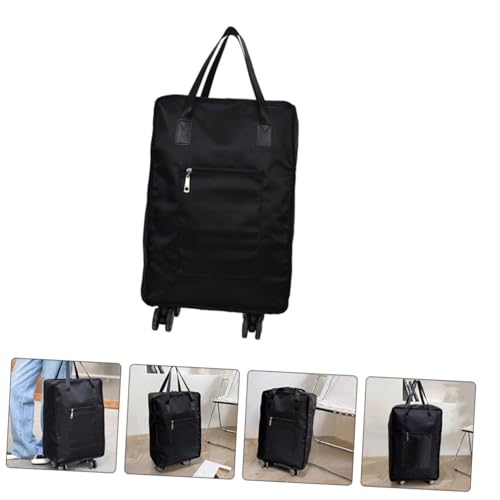 TENDYCOCO Large Capacity Suitcase Folding Luggage Bag Wheels Oxford Fabric Duffle Bag for Travel Business Casual Black2