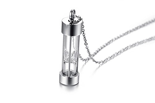 VNOX Memorial Jewellery Stainless Steel Glass Hourglass Shapes Urn Cremation Pendant Necklace,Gold Plated4