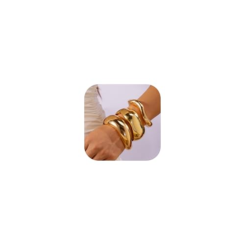 RINHOO 1-3Pcs Chunky Bangle Bracelet For Women Trendy Wide Hinged Cuff Open Bracelet Gold Stackable Bracelets Jewelry for Women