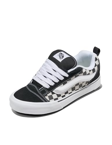 Vans Unisex Knu Skool Shoe | '90s Retro Puffy Low-Top Fashion Sneakers for Men & Women, Checkerboard Black/True White, 8/9.5