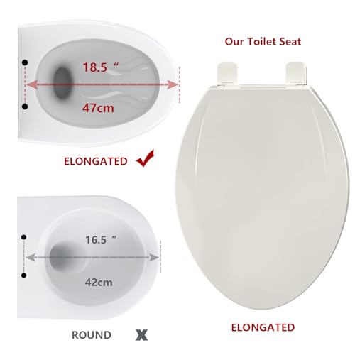 Elongated Toilet Seat with Built-in Toddler Seat for Easy Potty Training – Slow Close Feature,Easy Install and Clean, Perfect for Both Adults and Children,Biscuit