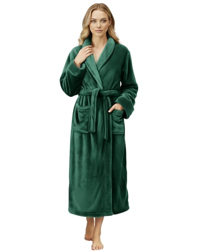 NY Threads Damen-Bademantel, aus Fleece, Schalkragen, lang, flauschig,...